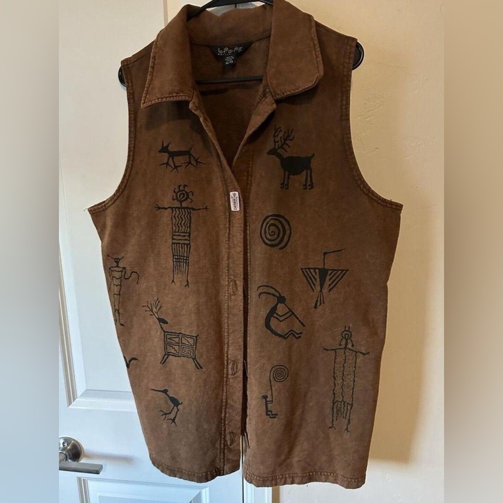 Vtg. 90's BFOFO Brown Tribal Aztec Vest
Size XL‎